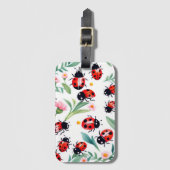 Niedliche Ladybugs und Blume Gepäckanhänger (Vorderseite Vertikal)