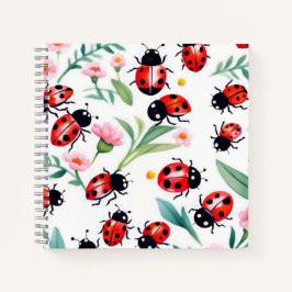 Niedliche Ladybugs und Blume Notizblock