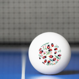 Niedliche Ladybugs und Blume Tischtennisball