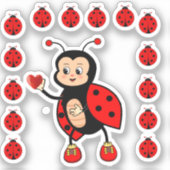 Niedliche Ladybugs und Herz Aufkleber (Vorderseite)
