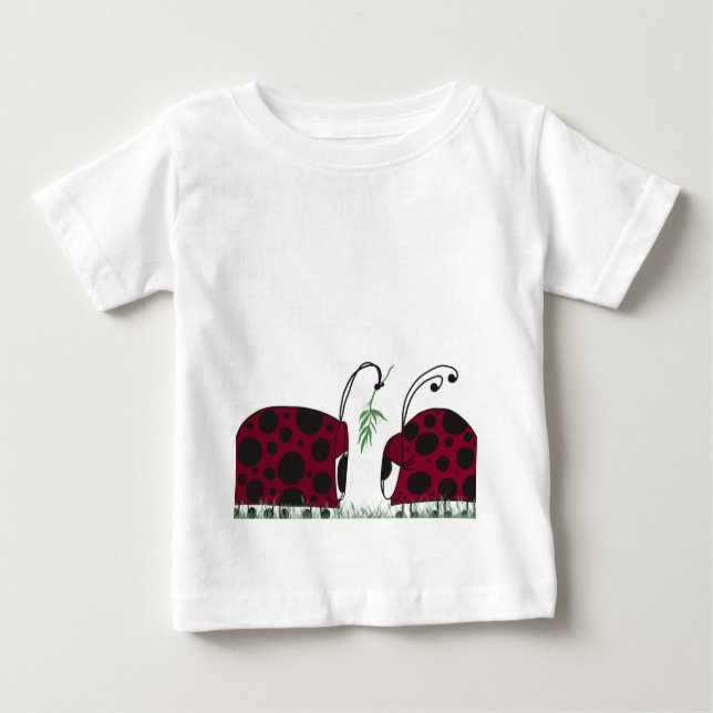 Niedliche Ladybugs und Mistletoe Baby T-shirt (Vorderseite)