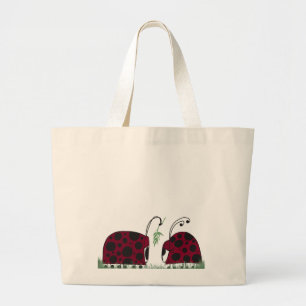 Niedliche Ladybugs und Mistletoe Jumbo Stoffbeutel
