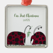 Niedliche Ladybugs und Mistletoe Ornament Aus Metall (Vorne)