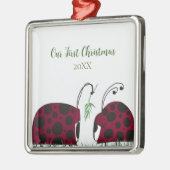 Niedliche Ladybugs und Mistletoe Ornament Aus Metall (Links)