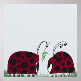 Niedliche Ladybugs und Mistletoe Poster