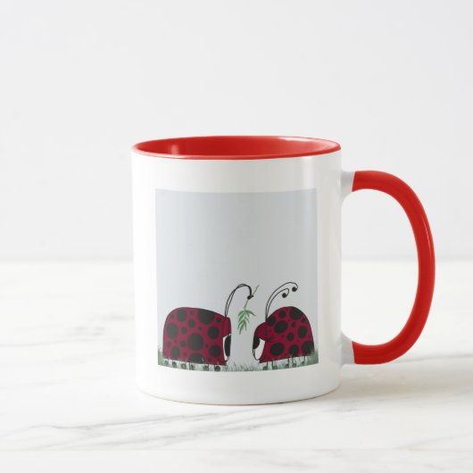 Niedliche Ladybugs und Mistletoe Tasse (Rechts)