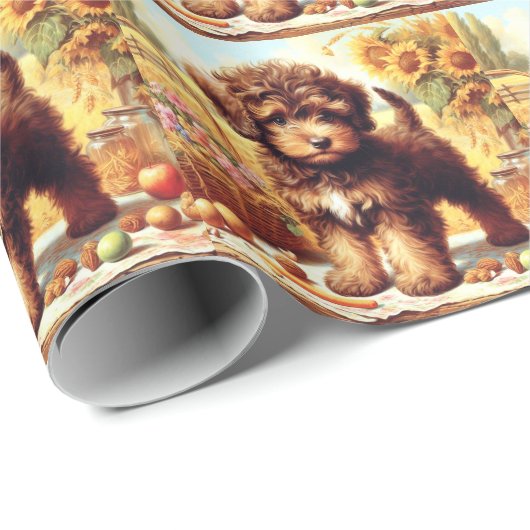 Niedliche Lagotto Romagnolo Malerei Geschenkpapier (Rolleneckpunkt)
