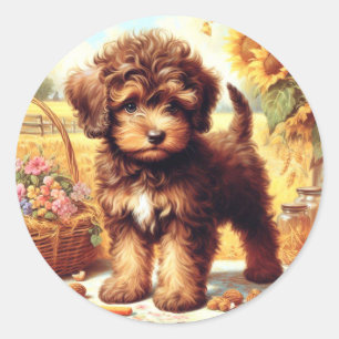 Niedliche Lagotto Romagnolo Malerei Runder Aufkleber