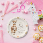 Niedliche Lama Beige Babydusche Pappteller (Party)