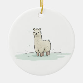 Niedliche Lama-Illustration - Adorable und ruhige Keramik Ornament