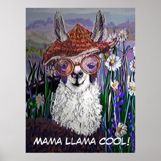 .Niedliche Lama-Kunst mit Brille. Und Kunst Poster (Vorne)