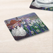 .Niedliche Lama-Kunst mit Brille. Und Kunst Rechteckiger Pappuntersetzer (angewinkelt)