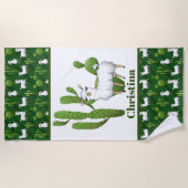 Niedliche Lama-Liebhaber fügen Namen hinzu Strandtuch (Vorderseite)