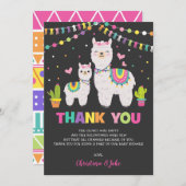 Niedliche Lama-Mädchen-Baby-Duschen-Fiesta danken Dankeskarte (Vorne/Hinten)