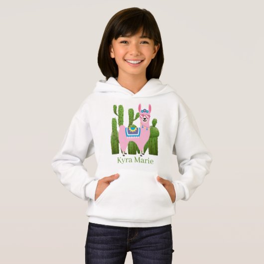 niedliche Lama-Mädchen Hoodie (Vorne ganz)