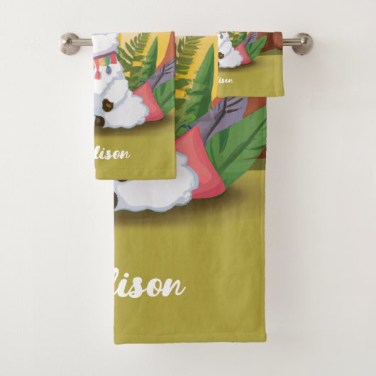 Niedliche Lama-Meditation im Magischen Wald Badhandtuch Set (Insitu)