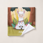 Niedliche Lama-Meditation im Magischen Wald Badhandtuch Set (Waschlappen)