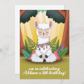 Niedliche Lama-Meditation im Magischen Wald Geburt Einladung (Vorne/Hinten)