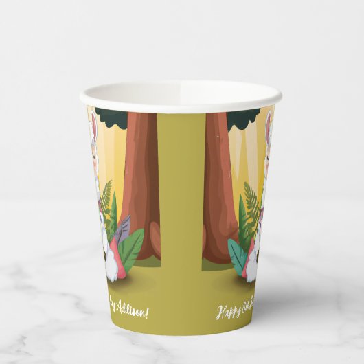 Niedliche Lama-Meditation im Magischen Wald Geburt Pappbecher (Links)