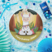 Niedliche Lama-Meditation im Magischen Wald Geburt Pappteller (Party)