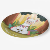 Niedliche Lama-Meditation im Magischen Wald Geburt Pappteller (Schrägansicht)