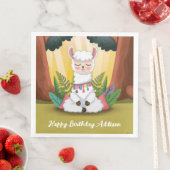 Niedliche Lama-Meditation im Magischen Wald Geburt Serviette (Beispiel)