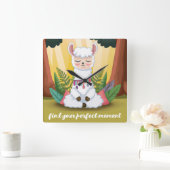 Niedliche Lama-Meditation im Magischen Wald Quadratische Wanduhr (Zuhause)