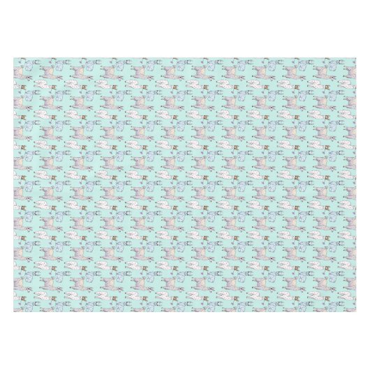 Niedliche Lama-Musterillustration auf Grün Tischdecke (Vorderseite (Horizontal))