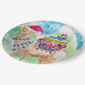 Niedliche Lama-Party-Platte für Weihnachtsmalerei Pappteller (Schrägansicht)