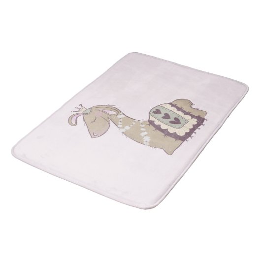 Niedliche Lama-Prinzessin mit einer Krone Badematte (Schrägansicht)