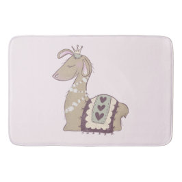 Niedliche Lama-Prinzessin mit einer Krone Badematte