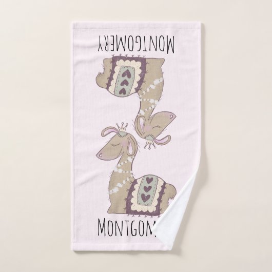 Niedliche Lama-Prinzessin mit einer Krone Badhandtuch Set (Handtuch)