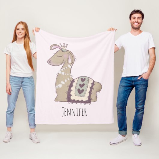 Niedliche Lama-Prinzessin mit einer Krone Fleecedecke (Beispiel)