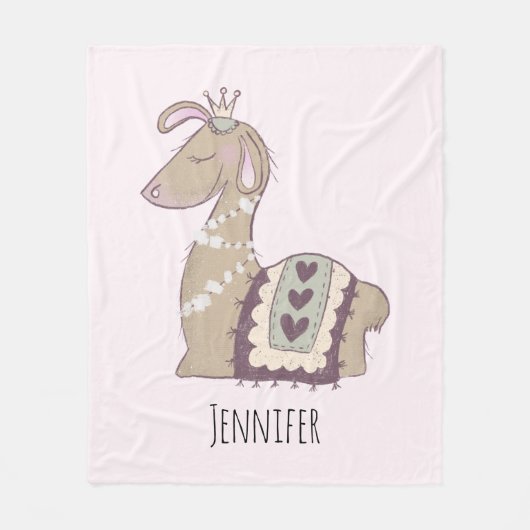 Niedliche Lama-Prinzessin mit einer Krone Fleecedecke (Vorderseite)