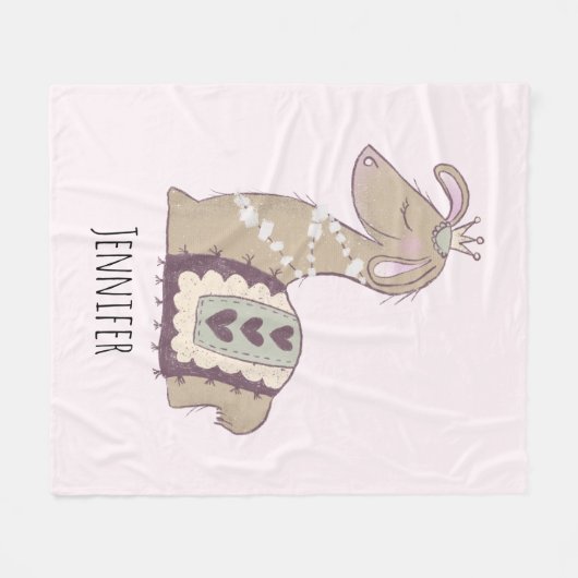 Niedliche Lama-Prinzessin mit einer Krone Fleecedecke (Vorderseite (Horizontal))