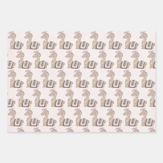 Niedliche Lama-Prinzessin mit einer Krone Geschenkpapier Set (Vorderseite 3)