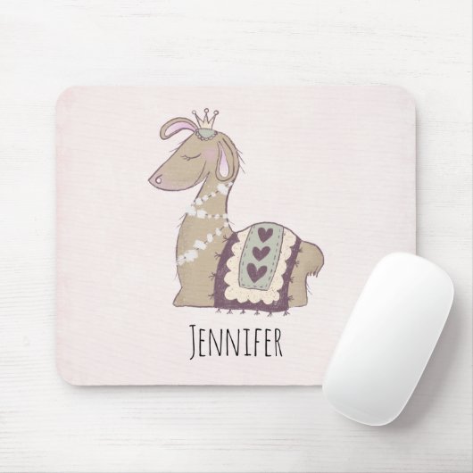 Niedliche Lama-Prinzessin mit einer Krone Mousepad (Mit Mouse)