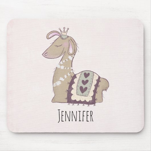 Niedliche Lama-Prinzessin mit einer Krone Mousepad (Vorne)