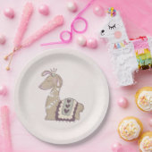 Niedliche Lama-Prinzessin mit einer Krone Pappteller (Party)