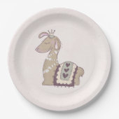 Niedliche Lama-Prinzessin mit einer Krone Pappteller (Vorderseite)