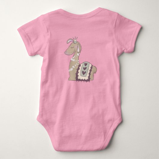 Niedliche Lama-Prinzessin trägt eine Krone zum Geb Baby Strampler (Rückseite)