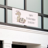 Niedliche Lama-Prinzessin trägt eine Krone zum Geb Banner (Äußeres Gebäude)