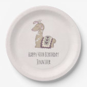 Niedliche Lama-Prinzessin trägt eine Krone zum Geb Pappteller (Vorderseite)