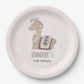 Niedliche Lama-Prinzessin trägt eine Krone zum Geb Pappteller (Vorderseite)