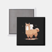 Niedliche Lama und Katze Magnet (Vorderseite/Rückseite)