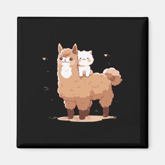 Niedliche Lama und Katze Magnet (Vorne)
