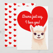 Niedliche Lama-Valentinstag-Karte Feiertagskarte (Vorne/Hinten)