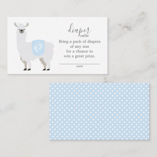 Niedliche Lama-Windelraffle-Karten-Baby-Dusche Begleitkarte (Vorne/Hinten)