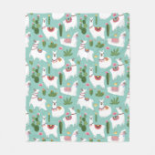 Niedliche Lamas auf aquamarinem Muster Fleecedecke (Vorderseite)