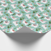 Niedliche Lamas auf aquamarinem Muster Geschenkpapier (Ecke)